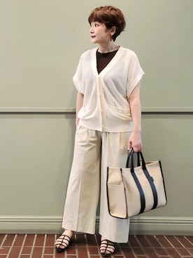 「サステナブル」｜「アイテム（トートバッグ）」を使った、tomoさん（レディース・151cm）の夏コーディネート