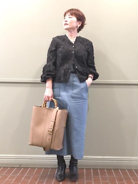 「アイテム（トートバッグ）」を使った、tomoさん（レディース・151cm・40代）の秋コーディネート