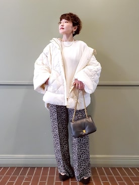 「ROPÉ」｜「アイテム（ダウンジャケット/コート）」を使った、tomoさん（レディース・151cm）の秋コーディネート