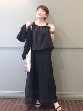 「ROPE'（ロペ）のコットンシルクワンピース/洗える（ワンピース）」を使った、tomoさん（レディース・151cm・40代）の夏コーディネート