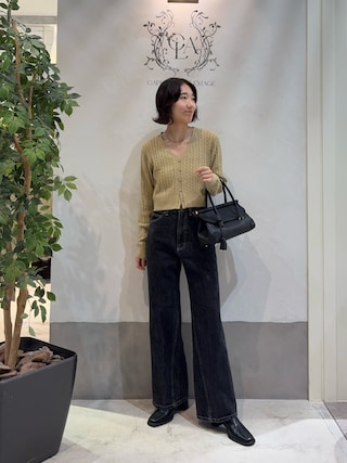 「CAPRICIEUX LE'MAGE(カプリシューレマージュ)のケーブルVショートカーディガン(カーディガン/ボレロ)」を使った、tasaka yunaさん(レディース・161cm)の秋コーディネート
