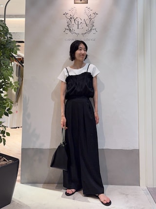 「CAPRICIEUX LE'MAGE（カプリシューレマージュ）の【オケージョンにも】ドットロンパース（つなぎ/オールインワン）」を使った、tasaka yunaさん（レディース・161cm）の夏コーディネート