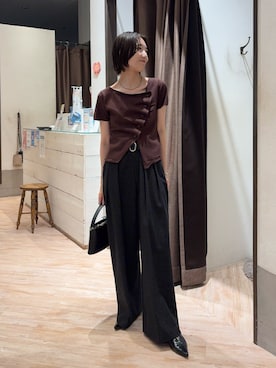 「ブラウンコーデ」｜「アイテム（カーディガン/ボレロ）」を使った、tasaka yunaさん（レディース・161cm）の夏コーディネート