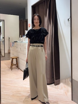 「ベージュパンツ」｜tasaka yunaさん（レディース・161cm）の夏コーディネート