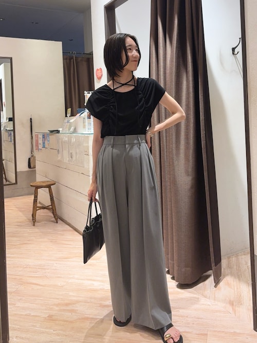 ギャザーフレンチTシャツ　カプリシュレマージュ 待望の再入荷！】ギャザーフレンチTシャツ（Tシャツ/カットソー