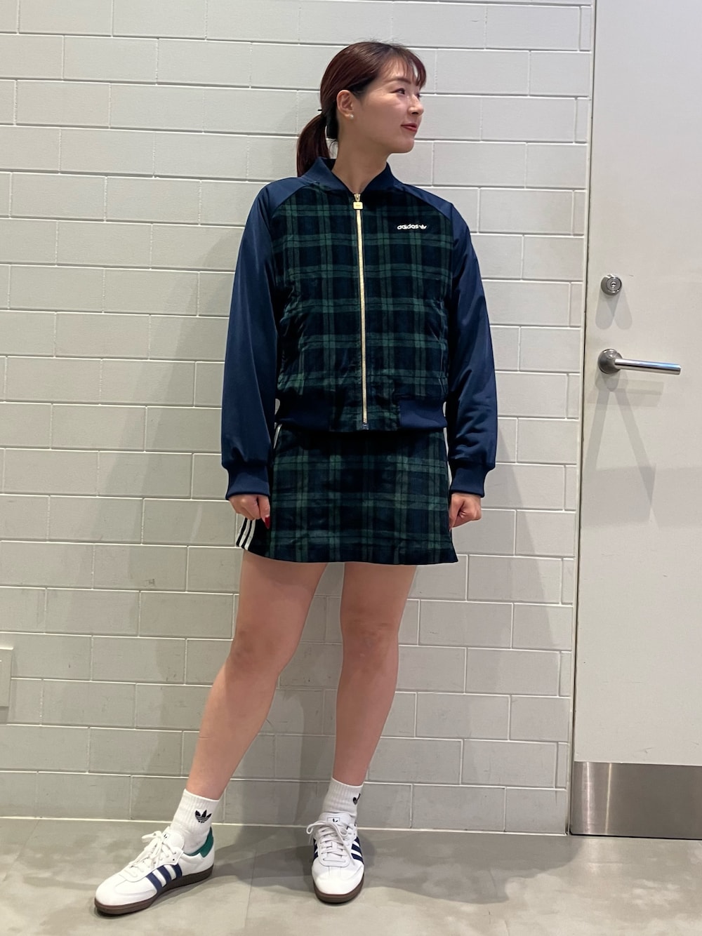 アディダス adidas タータン カレッジジャケット　アウター コーデュロイ adidas - アディダス/タータンチェック カレッジジャケット