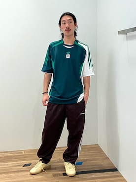 「アイテム（スウェットパンツ、ブラウン系）」を使った、SKさん（メンズ・170cm）の夏コーディネート
