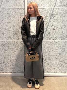 「アイテム（デニムスカート、グレー系）」を使った、STさん（レディース・153cm）の秋コーディネート