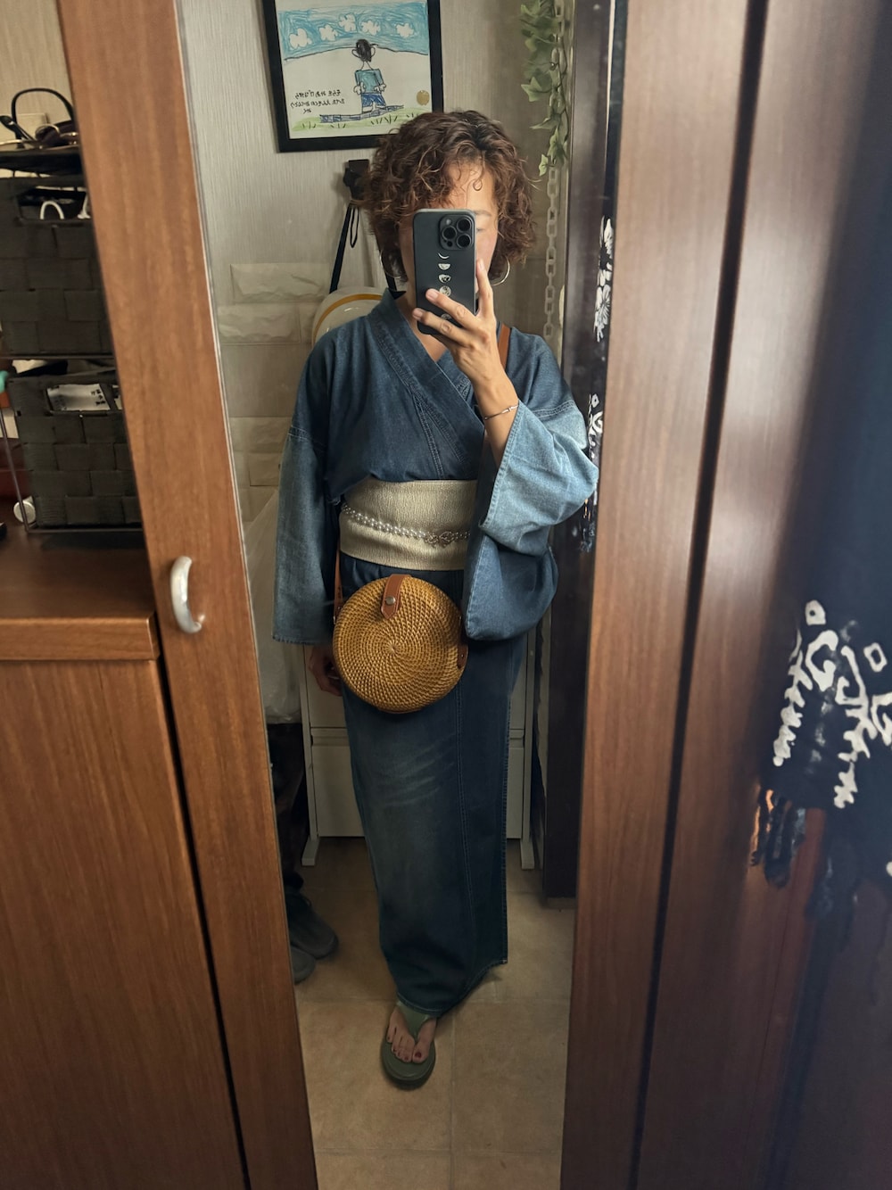 「通販サイトのアイテム（浴衣、ブルー系）」を使った、shiho511212さん（レディース・152cm）の夏コーディネートの1枚目の写真