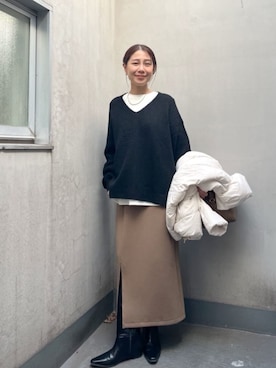 「EVOL（イーボル）のアイテム（ブーツ）」を使った、chiiさん（レディース・162cm）の冬コーディネート