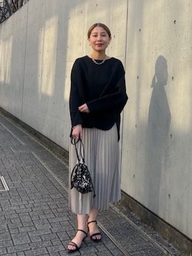 「スウェットトップス」｜「アイテム（スカート）」を使った、chiiさん（レディース・162cm）の春コーディネート