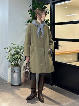 「WILLIAM BRUNTON（ウィリアムブラントン）の【William Brunton】TRIANGLE SCARF（バンダナ/スカーフ）」を使った、bl_chiiさん（レディース・170cm）の秋コーディネート