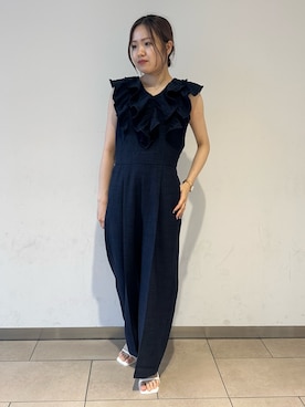 「ネイビー」｜「アイテム（サロペット/オーバーオール）」を使った、misaさん（レディース・156cm）の春コーディネート