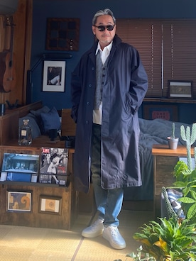 「アイテム（ステンカラーコート）」を使った、markyさん（メンズ・175cm）の秋コーディネート