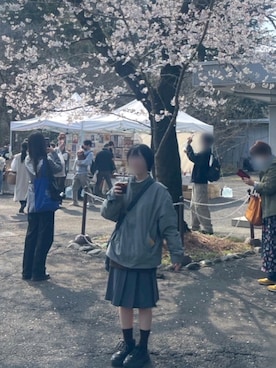 「H&M（エイチ・アンド・エム）のアイテム（ジャケット/アウター）」を使った、もっぴさん（レディース・148cm）の春コーディネート