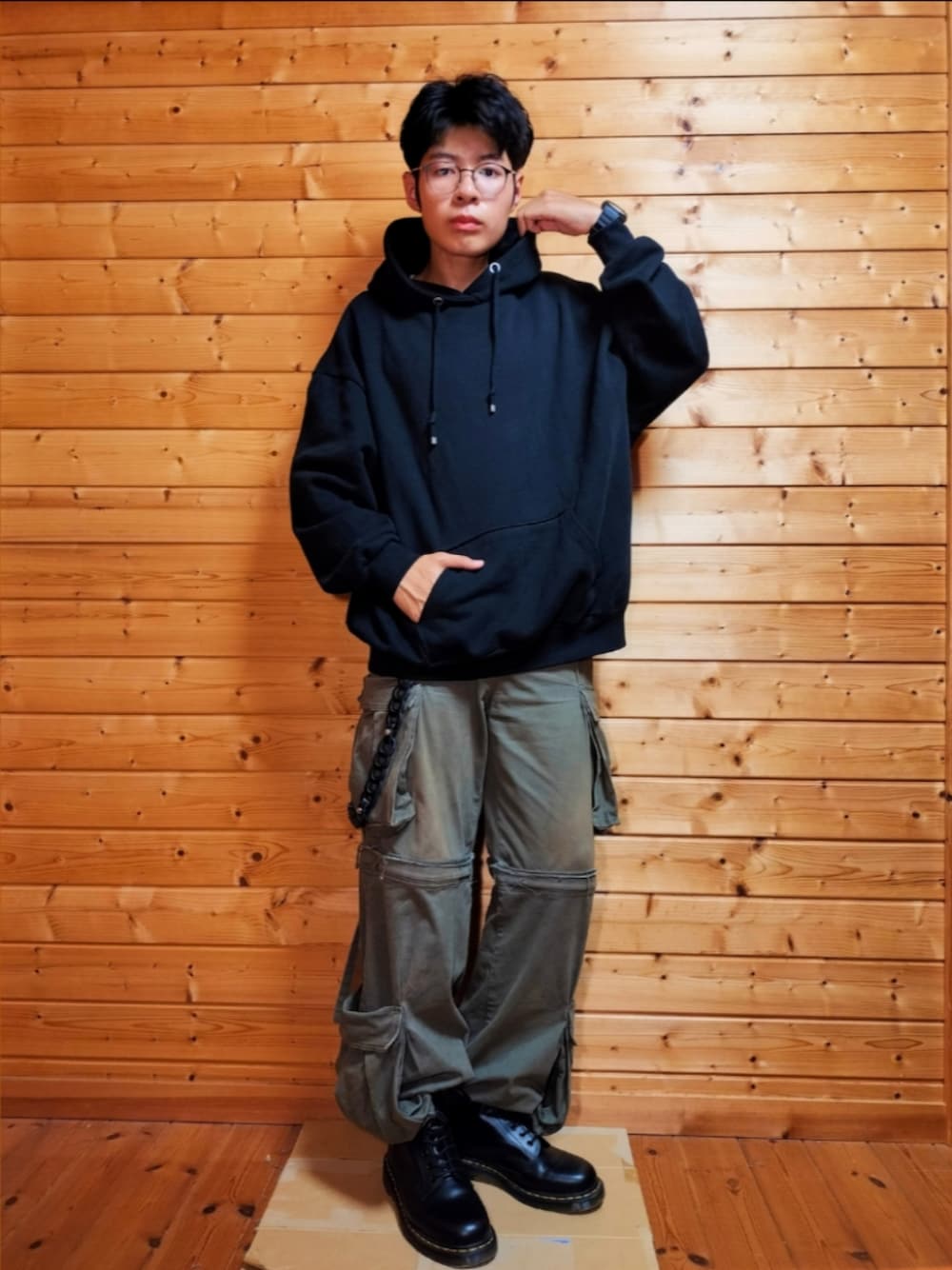 【GRANCY】ジップデザイン カーゴパンツ　ブラック　Mサイズ GRANCY】ZipDesign CargoPants / ジップデザイン カーゴパンツ