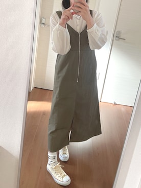「アイテム（ジャンパースカート、その他）」を使った、2児mama＊さん（レディース・161cm）の春コーディネート