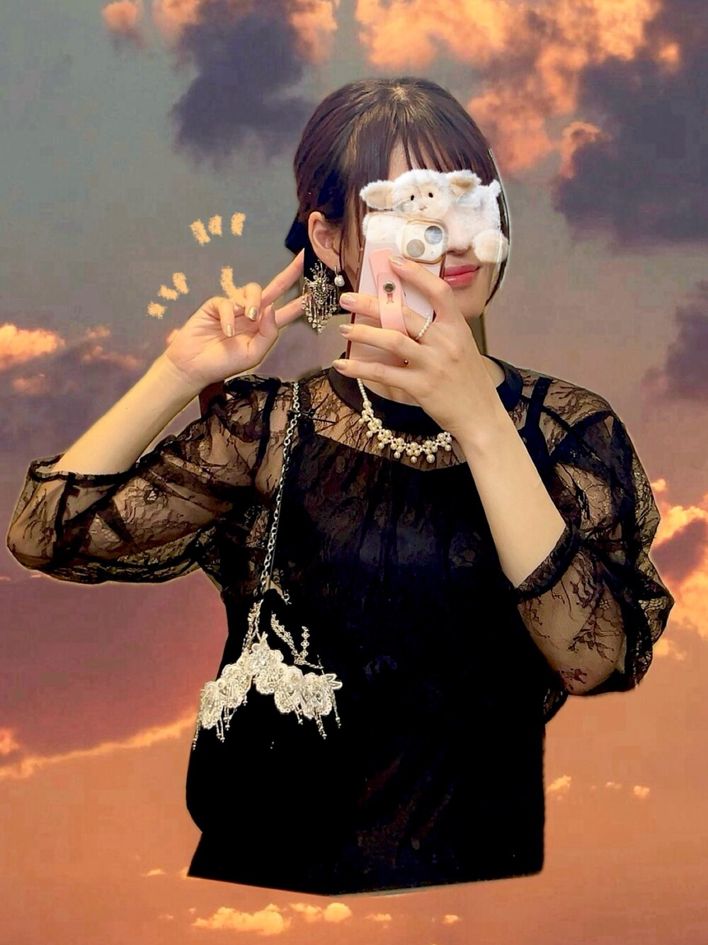 tanakadaisuke/タナカダイスケ】crystal silver tip velvet long