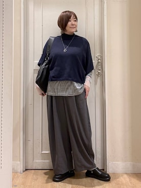「アイテム（ベスト）」を使った、さかもってぃさん（レディース・163cm・40代）の秋コーディネート