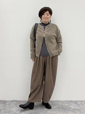 「アイテム（ハンチング/ベレー帽）」を使った、さかもってぃさん（レディース・163cm・40代）の冬コーディネート