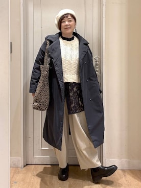 「アイテム（チェスターコート）」を使った、さかもってぃさん（レディース・163cm）の冬コーディネート