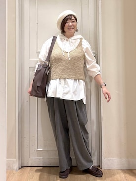 「アイテム（モカシン/デッキシューズ）」を使った、さかもってぃさん（レディース・163cm）の秋コーディネート