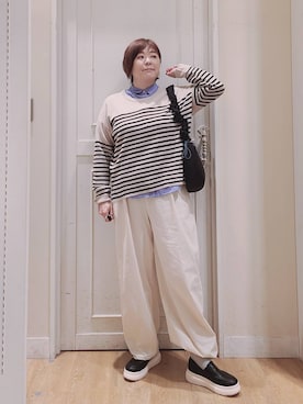 「クリップデニム_studio CLIP」｜「アイテム（スリッポン）」を使った、さかもってぃさん（レディース・164cm）の秋コーディネート