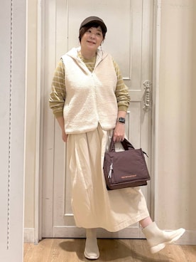 「アイテム（キャップ）」を使った、さかもってぃさん（レディース・163cm・40代）の秋コーディネート