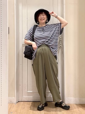 「アイテム（キャップ）」を使った、さかもってぃさん（レディース・163cm・40代）の夏コーディネート