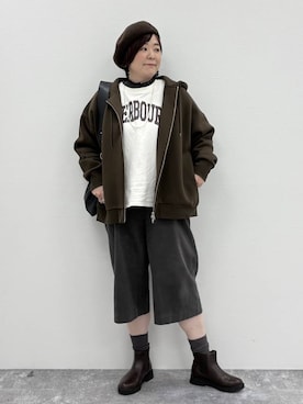 「アイテム（ハンチング/ベレー帽）」を使った、さかもってぃさん（レディース・163cm・40代）の秋コーディネート