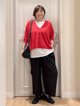 「アイテム（ローファー）」を使った、さかもってぃさん（レディース・163cm・40代）の夏コーディネート