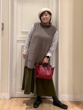 「アイテム（帽子）」を使った、さかもってぃさん（レディース・163cm・40代）の秋コーディネート