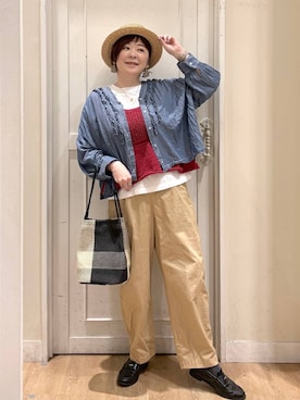 「studio CLIP（スタディオクリップ）のアイテム（パンツ）」を使った、さかもってぃさん（レディース・163cm）の春コーディネート