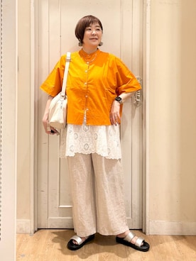 「studio CLIP（スタディオクリップ）のアイテム（パンツ）」を使った、さかもってぃさん（レディース・163cm）の春コーディネート