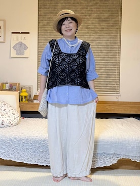 「アイテム（ベスト）」を使った、さかもってぃさん（レディース・163cm・40代）の夏コーディネート