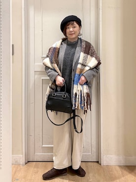 「アイテム（ハンチング/ベレー帽）」を使った、さかもってぃさん（レディース・163cm・40代）の冬コーディネート
