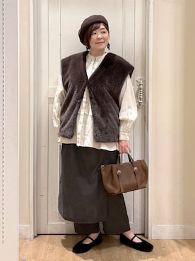 「アイテム（帽子）」を使った、さかもってぃさん（レディース・163cm・40代）の秋コーディネート