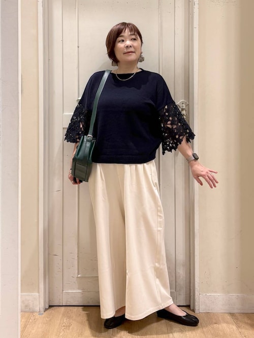 セール】7ゲージニット袖レースプルオーバー（ニット/セーター