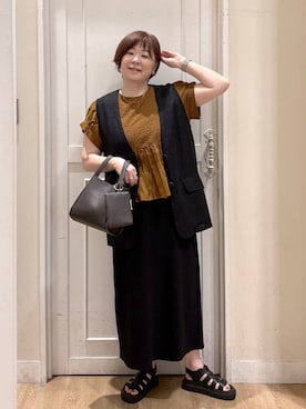 「アイテム（ベスト）」を使った、さかもってぃさん（レディース・163cm・40代）の夏コーディネート
