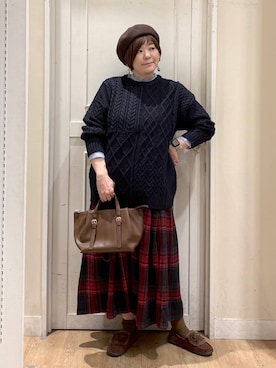 「アイテム（ハンチング/ベレー帽）」を使った、さかもってぃさん（レディース・163cm）の秋コーディネート
