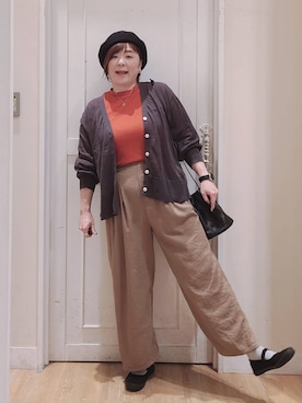 「アイテム（帽子）」を使った、さかもってぃさん（レディース・164cm・40代）の秋コーディネート