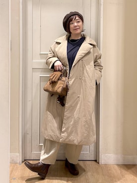 「アイテム（ハンチング/ベレー帽）」を使った、さかもってぃさん（レディース・163cm・40代）の冬コーディネート