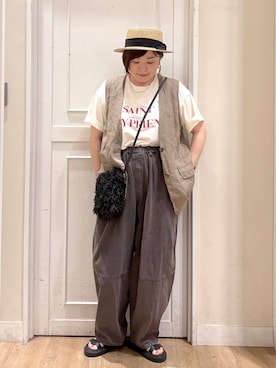 「アイテム（ベスト）」を使った、さかもってぃさん（レディース・163cm・40代）の夏コーディネート