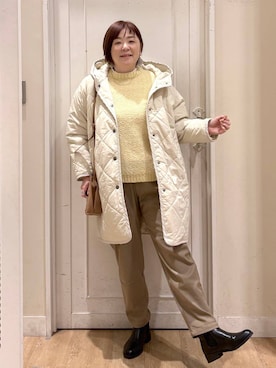 「アイテム（ダウンジャケット/コート）」を使った、さかもってぃさん（レディース・163cm・40代）の冬コーディネート