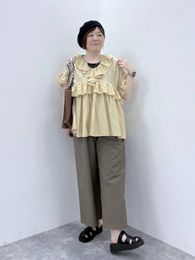 「studio CLIP（スタディオクリップ）のアイテム（キャップ）」を使った、さかもってぃさん（レディース・163cm）の春コーディネート