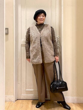 「アイテム（帽子）」を使った、さかもってぃさん（レディース・163cm・40代）の秋コーディネート