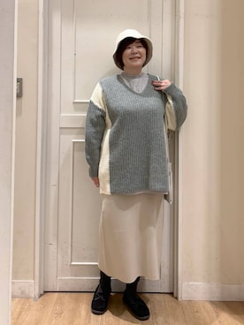 「アイテム（帽子）」を使った、さかもってぃさん（レディース・163cm・40代）の秋コーディネート