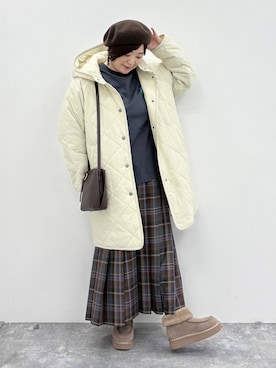 「アイテム（ダウンジャケット/コート）」を使った、さかもってぃさん（レディース・163cm・40代）の秋コーディネート