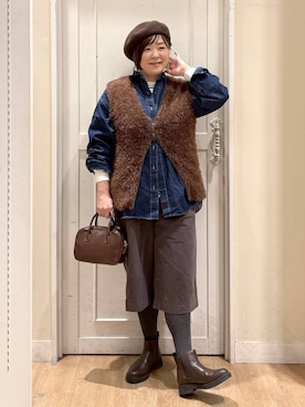 「アイテム（シャツ/ブラウス）」を使った、さかもってぃさん（レディース・163cm・40代）の冬コーディネート