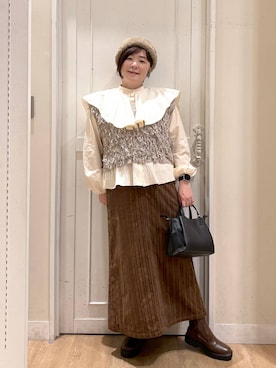 「アイテム（帽子）」を使った、さかもってぃさん（レディース・163cm・40代）の冬コーディネート